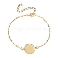 2Pcs 2 Colors 304 Stainless Steel Round Cabochon Setting Bracelets&nbsp;BJEW-JB11090