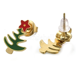 Ion Plating(IP) 304 Stainless Steel Enamel Stud Earrings&nbsp;EJEW-I316-03G-06