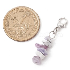 Natural Howlite & Amethyst & Purple Turquoise Chips Pendant Decoration&nbsp;HJEW-JM02304-03