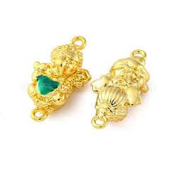 Brass Enamel Elephant Connector Charms&nbsp;KK-H497-01G