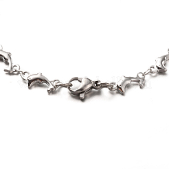 Tarnish Resistant 304 Stainless Steel Dolphin Link Bracelets&nbsp;X-BJEW-O076-03P