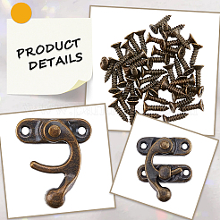 20Pcs 2 Styles Zinc Alloy Wooden Box Lock Catch Clasps&nbsp;DIY-CL0001-36AB