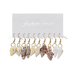 5 Pairs Bohemian Style Natural Shell Dangle Earrings&nbsp;FS-WG7C3B3-01