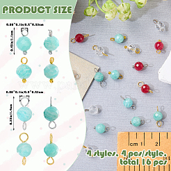 16Pcs 4 Styles December Birthstone Natural Amazonite Pendant and Connector Charms&nbsp;PALLOY-SW00118