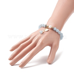 Dyed Natural Quartz(Dyed) & Pearl Stretch Bracelet&nbsp;BJEW-JB09224-03