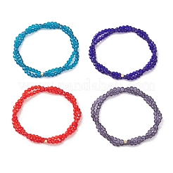 Transparent Glass Beads Multi-layered Stretch Beaded Bracelet for Women&nbsp;BJEW-JB12876