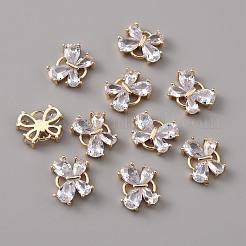 Brass Pave Clear Cubic Zirconia Connector Charms&nbsp;ZIRC-TAC0003-07
