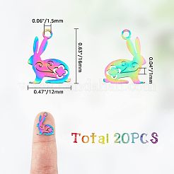 20Pcs 201 Stainless Steel Bunny Pendants&nbsp;STAS-HY0001-02RC