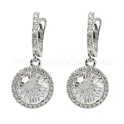 925 Sterling Silver Micro Pave Cubic Zirconia Hoop Earrings&nbsp;EJEW-B147-01B-01