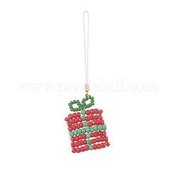 Christmas Glass Seed Beaded Pendant Decorations&nbsp;HJEW-TA00013-05