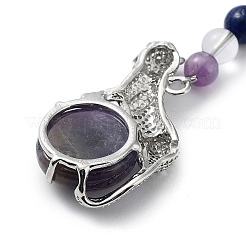 Natural Amethyst & Brass Cheetah Keychain&nbsp;KEYC-H019-01P-03