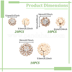 40Pcs 3 Styles Zinc Alloy Crystal Rhinestone Cabochons&nbsp;FIND-GA0007-04KCG