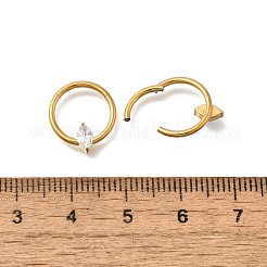 304 Stainless Steel Clear Cubic Zirconia Horse Eye Hoop Nose Rings&nbsp;AJEW-D306-13G