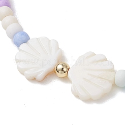 2Pcs Fish & Shell Shape Natural White Shell Stretch Bracelets&nbsp;BJEW-JB13277