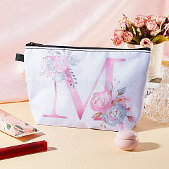Flower & Letter Pattern Polyester Cosmetic Zipper Pouches&nbsp;ABAG-TAC0035-03M