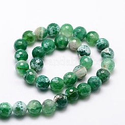 Dyed Natural Fire Crackle Agate Faceted Round Beads Strands&nbsp;G-E320C-12mm-01