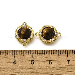 Brass Clear Cubic Zirconia Flat Round Links Connector Charms&nbsp;KK-K398-25G
