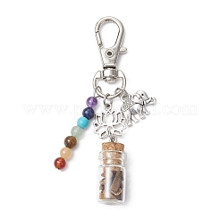 Glass Wishing Bottle with Chakra Natural & Synthetic Gemstone Chips inside Pendant Decorations&nbsp;HJEW-JM03044