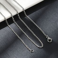 Tarnish Resistant Trendy Unisex 304 Stainless Steel Cross Rolo Chain Necklaces&nbsp;NJEW-L043A-09P