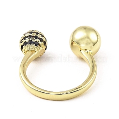 Cubic Zirconia Round with Flower Open Cuff Ring&nbsp;RJEW-H218-01G-02