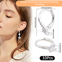 10Pcs Brass Cubic Zirconia Leverback Earring Findings&nbsp;KK-BBC0024-29