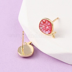Brass Enamel Fish Stud Earrings&nbsp;EJEW-I322-05G