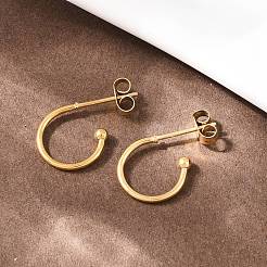 C-Shaped 304 Stainless Steel Stud Earrings&nbsp;EJEW-Z154-01G-01