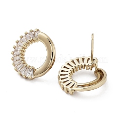 Donut Brass with Cubic Zirconia Stud Earrings&nbsp;EJEW-G371-09G