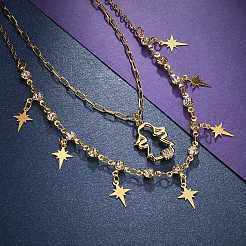 Star & Girl Pendant Necklaces Sets&nbsp;NJEW-JN03137-04