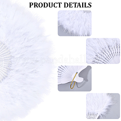Plastic & Feather Folding Fan&nbsp;AJEW-WH20130-171A