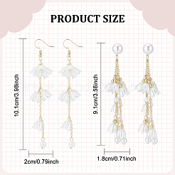 2 Pairs 2 Style Plastic Lily of the Valley Dangle Stud Earrings&nbsp;EJEW-AN0002-83