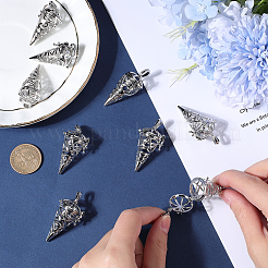 10Pcs Hollow Brass Cone Cage Pendants&nbsp;KK-SC0004-37
