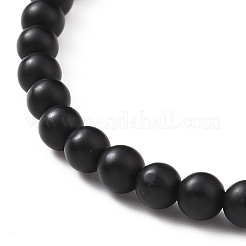 Natural Howlite & Dyed & Heated Black Agate Beaded Bracelets Sets&nbsp;BJEW-JB09045