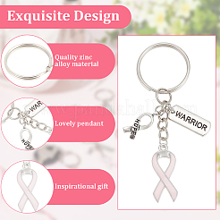 Pink Breast Cancer Awareness Ribbon Alloy Enamel Pendant Keychain&nbsp;KEYC-AB00001
