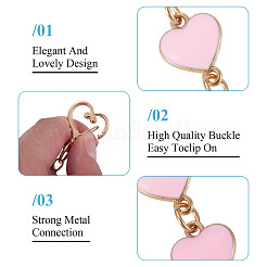 6Pcs 3 Styles Alloy Enamel Heart Link Bag Extender Chains&nbsp;KEYC-TAC00058
