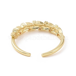 Clear Cubic Zirconia Leaf Open Cuff Ring&nbsp;RJEW-E072-21G