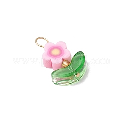 Handmade Flower Printed Polymer Clay Beads Pendants&nbsp;PALLOY-MZ00803-02