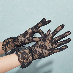 6 Pairs 6 Style Flower Pattern Lace Gloves&nbsp;AJEW-GA0006-10