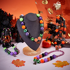 4Pcs 4 Styles Halloween Theme ABS Plastic Imitation Pearl & Acrylic & Resin Beaded Necklaces Set&nbsp;NJEW-AB00008