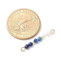 Faceted Round Natural Quartz Crystal & Lapis Lazuli & Kyanite Beaded Connector Charms&nbsp;PALLOY-JF03530-02