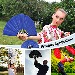 Plastic & Polyester Folding Fan&nbsp;AJEW-WH0678-62A