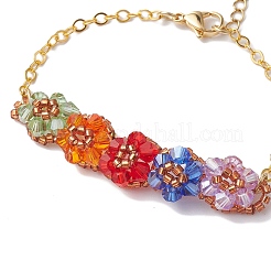 Colorful Flower Glass Beded Bracelets&nbsp;BJEW-MZ00077