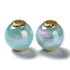Rainbow Iridescent Plating Acrylic European Beads&nbsp;X-OACR-P019-03A-M