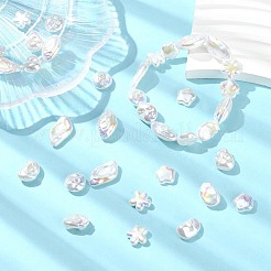 35Pcs 7 Styles Electroplated Opaque Resin Imitation Baroque Pearl Beads&nbsp;RESI-CJ0005-09