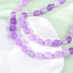 Natural Dyed Malaysia Jade Tumble Stone Nuggets Beaded Long Necklaces for Women&nbsp;NJEW-F340-A03