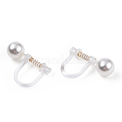 Resin Clip-on Earring Converter with ABS Plastic Imitation Pearl Beaded&nbsp;STAS-T064-02G