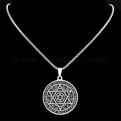 201 Stainless Steel Star of David 12 Constellation Pendant Necklaces&nbsp;NJEW-K283-32P
