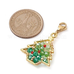 Christmas Tree Glass & Alloy Pendant Decorations&nbsp;HJEW-TA00188