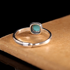 Synthetic Turquoise with 925 Sterling Silver Finger Rings&nbsp;RJEW-C155-03