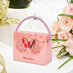 50Bags Hollow Flower Paper Butterfly Printed Candy Gift Tote Boxes with Rope Handles&nbsp;ABAG-TW0001-02